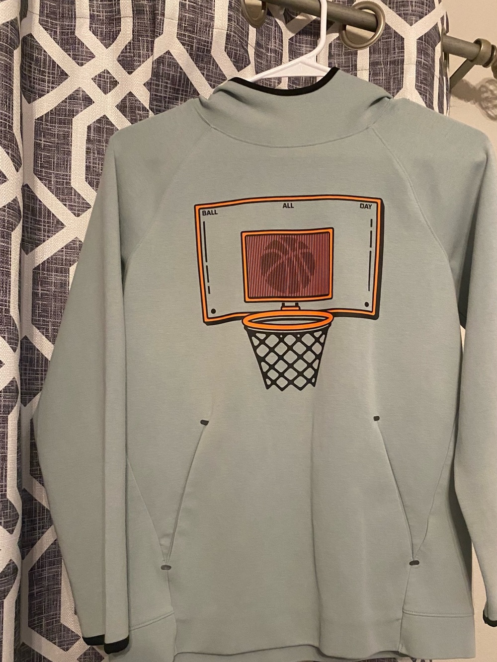 Old Navy Light Sage Crewneck Sweatshirt with Basketball Back Graphic